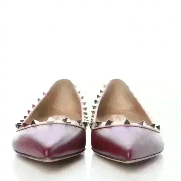 VALENTINO GARAVANI Rockstud Calfskin Leather Pointed Ballet Flats - Picture 11 of 16